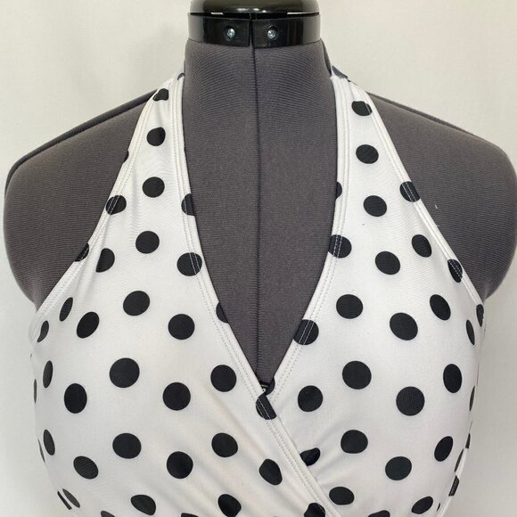 One Piece Black & White Polka Dot Bathing Suit - Picture 3 of 11